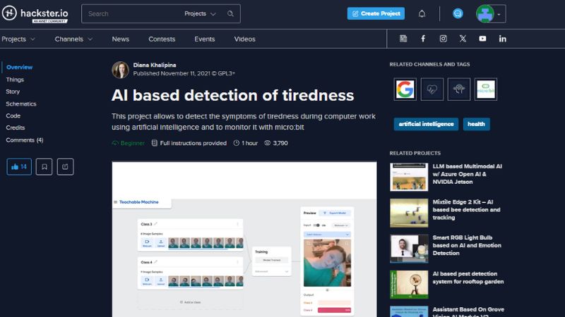 Image of AI based detection of tiredness project